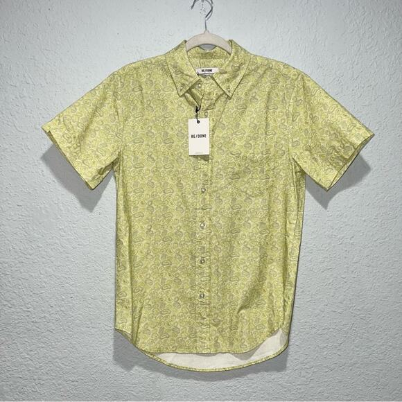 Re\Done 70s Short Sleeve Shirt Citrus Paisley - Picture 3 of 7